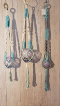 Load image into Gallery viewer, Boho Aqua & Gray or Aqua & Cream Plant Hanger