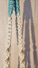 Load image into Gallery viewer, Boho Aqua & Gray or Aqua & Cream Plant Hanger