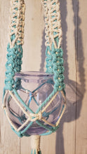 Load image into Gallery viewer, Boho Aqua & Gray or Aqua & Cream Plant Hanger