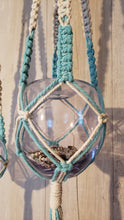 Load image into Gallery viewer, Boho Aqua & Gray or Aqua & Cream Plant Hanger