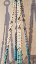 Load image into Gallery viewer, Boho Aqua & Gray or Aqua & Cream Plant Hanger