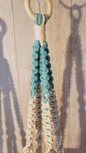 Load image into Gallery viewer, Boho Aqua & Gray or Aqua & Cream Plant Hanger