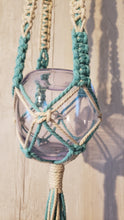 Load image into Gallery viewer, Boho Aqua & Gray or Aqua & Cream Plant Hanger
