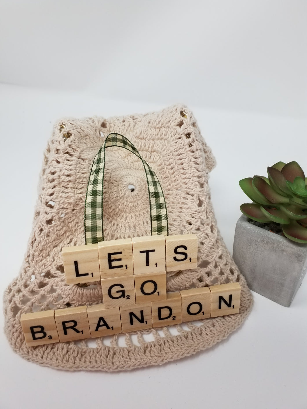 Let's Go Brandon Wooden Tile Ornament Car Charm