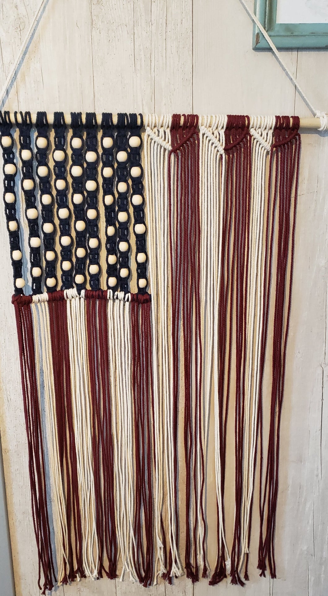 Red White & Blue Boho Flag Macrame