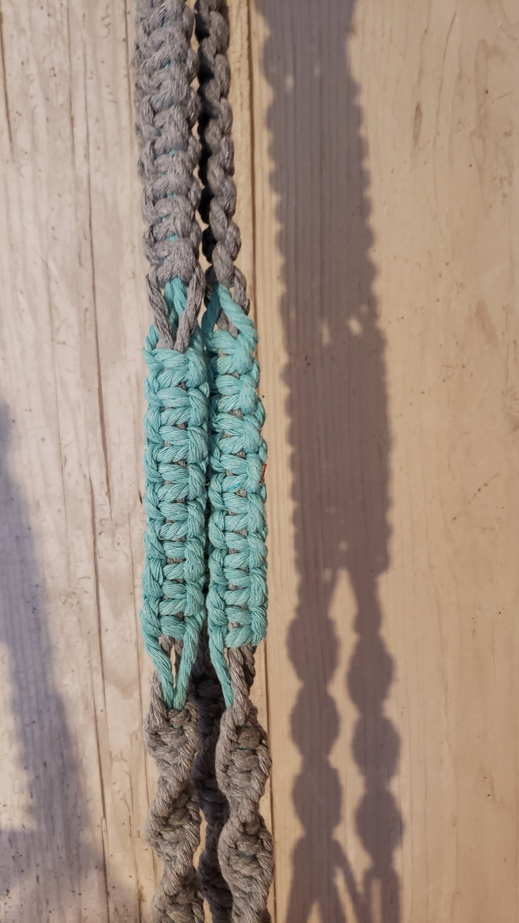 Boho Aqua & Gray or Aqua & Cream Plant Hanger