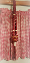 Load image into Gallery viewer, Maroon &amp; White Beaded Macrame Planter Hanger
