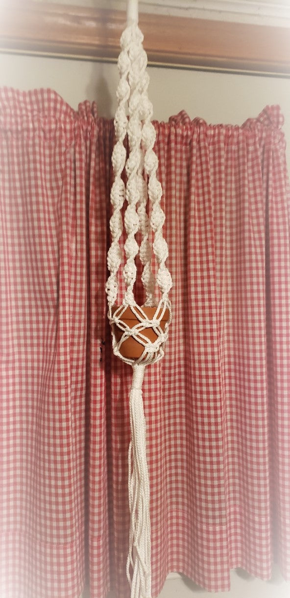 White Macrame Planter Hanger