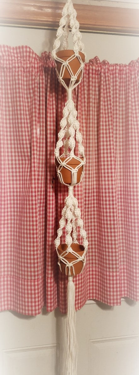 White Rope Macrame 3 Planter Hanger